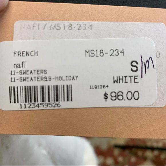 NWT FRNCH Cream Eyelash Fringe Metallic Sweater, S/M - Picture 12 of 15